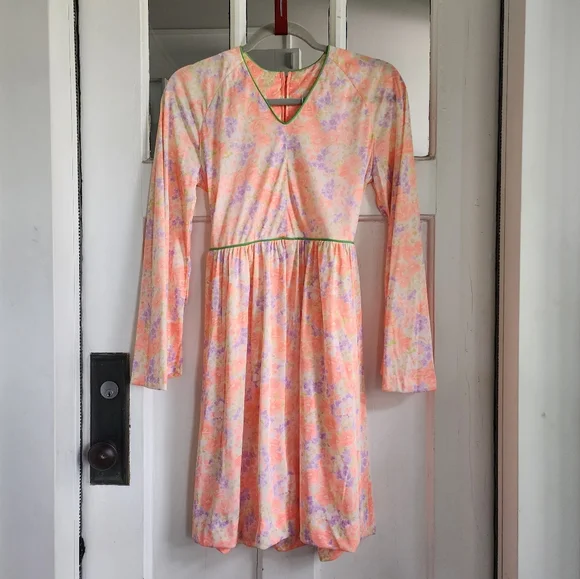 Peggy Barker | Dresses | Peggy Barker 7s Vintage Flower Print Fit And Flare  Dress | Poshmark